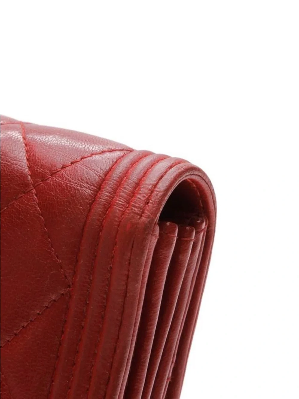 Chanel Red Boy Continental Waller in Quilted Lambskin Leather - GUC
